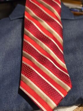 Strada Red and Gold Striped Men’s Tie